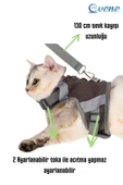 Evene Kedi Tasması Göğüs Boyun Tasma Seti Sevk Kayışlı Terletmeyen Nefes Alan Reflektörlü Tasma S Gri thumbnail 6