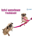 Pandogo Kedi Köpek Çiftli Gezdirme Tasması Pembe Çoklu Tasma Premium Kalite Model Amsterdam - 2
