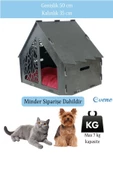 Evene Kedi Evi Kedi Yuvası Kedi Kulübesi Ahşap Kedi Evi Büyük Kedi Evi Model 1 Siyah - 2