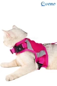 Evene Kedi Tasması Göğüs Boyun Tasma Seti Sevk Kayışlı Terletmeyen Nefes Alan Reflektörlü Tasma M Pembe - 1