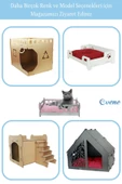 Evene Kedi Evi Kedi Yuvası Kedi Kulübesi Ahşap Kedi Evi Büyük Kedi Evi Model 1 Beyaz - 4