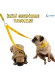 Pandogo Kedi Köpek Çiftli Gezdirme Tasması Sarı Çoklu Tasma Premium Kalite Model Amsterdam thumbnail 2