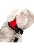 Evene Kedi Tasması Kedi Gezdirme Tasması Kedi Göğüs Tasması Model 1 L Beden Kırmızı Tasma thumbnail 3