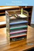 Evene Dosya Düzenleyici Masa Üstü Organizer Ahşap Evrak Rafı Ceviz Renk Model 5 - 6