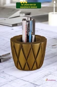StarLightning Kalemli Masa Kalemliği Organizer Kalemlik Altın Eskitme Renk Model 18 thumbnail 5