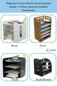 Evene Dosya Düzenleyici Masa Üstü Organizer Ahşap Evrak Rafı Beyaz Renk Model 6 - 7
