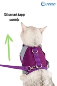 Evene Kedi Tasması Göğüs Boyun Tasma Seti Sevk Kayışlı Terletmeyen Nefes Alan Reflektörlü Tasma S Mor - 6