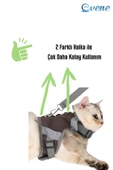 Evene Kedi Tasması Göğüs Boyun Tasma Seti Sevk Kayışlı Terletmeyen Nefes Alan Reflektörlü Tasma S Gri thumbnail 2