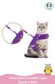 Pandogo Kedi Tasması Göğüs Gezdirme Tasması Uzun Sevk Kayışlı Mor M Beden thumbnail 5