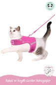 Pandogo Kedi Tasması Göğüs Gezdirme Tasması Uzun Sevk Kayışlı Pembe S Beden thumbnail 7