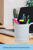 Evene Kalemlik Beyaz Renk Masa Kalemliği Organizer Kalemlik Y Desenli Model thumbnail 4