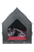 Evene Kedi Evi Kedi Yuvası Kedi Kulübesi Ahşap Kedi Evi Büyük Kedi Evi Model 4 Siyah - 1