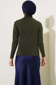 Balıkçı Yaka Büzgülü Bluz Haki thumbnail 3