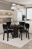 AVVİO Elma Yuvarlak Siyah Mermer Mutfak Masa 4 Adet Sandalyeli Takım thumbnail 2