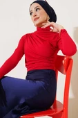 Balıkçı Yaka Büzgülü Bluz Kırmızı thumbnail 2