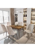 AVVİO Sümela 80x130(KAPALI) 80x170(AÇIK) Yemek Masası Takımı Mutfak Masası Takımı Krem 6 Sandalyeli thumbnail 2