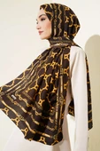 Dijital Zincir Desen Medine Şal Kahve thumbnail 2