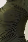 Balıkçı Yaka Büzgülü Bluz Haki thumbnail 4