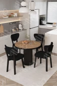 AVVİO Elma Yuvarlak Ceviz Mutfak Masa 4 Adet Sandalyeli Takım thumbnail 1