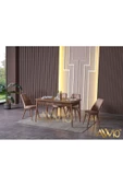 AVVİO Lotus Yemek Masası Mutfak Masası Açılır Masa Takımı Cappucino 4 Sandalyeli thumbnail 1