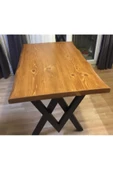 AVVİO Belinay Doğal Ağaç Kütük Masa Yemek Masası 80x160 ( Metal Ayak ) - 2