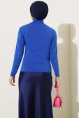 Balıkçı Yaka Büzgülü Bluz Saks - 3