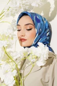 Pastel Desen Eşarp İndigo - 1