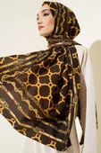 Dijital Zincir Desen Medine Şal Kahve thumbnail 1