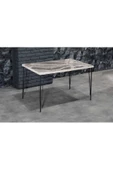 AVVİO 80x120 Ceyda Antrasit Mermer Görünümlü Siyah Ayaklı Mutfak Masası thumbnail 1