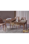 AVVİO Lotus Yemek Masası Mutfak Masası Açılır Masa Takımı Cappucino 4 Sandalyeli thumbnail 2