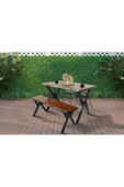AVVİO 4 Kişilik Kütük Bahçe Masası- Balkon Masası Takımı 80x160 - 1
