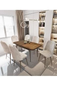 AVVİO Sümela 80x130(KAPALI) 80x170(AÇIK) Yemek Masası Takımı Mutfak Masası Takımı Krem 6 Sandalyeli thumbnail 1