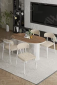 AVVİO LYON  Beyaz PTT Ayak Polo Metal Sandalye 80X140 Yemek Masası Mutfak Masası Masa Sandalye Takımı thumbnail 1