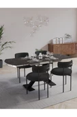 AVVİO Pıero Lak Panel 80x130 Açılır Yemek Masası Mutfak Masası 4 Kişilik Masa Sandalye Takımı thumbnail 1