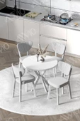AVVİO ARTE  Beyaz Elma Sandalye 90X90 Yuvarlak Yemek Masası Mutfak Masası 4 Kişilik Masa Sandalye Takımı thumbnail 2