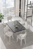 AVVİO LİDYANA  ELMA Sandalye 80x140 Yemek Masası Mutfak Masası 6 Kişilik Masa Sandalye Takım - 1