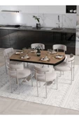 AVVİO Wella Lak Panel 80x130 Açılır Yemek Masası Mutfak Masası 6 Kişilik Masa Sandalye Takımı thumbnail 2
