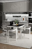 AVVİO BİANCO Lake Mdf Ayak Tokyo Demonte Sandalye 80x80 Yemek Masası Mutfak Masası 4 Kişilik thumbnail 1
