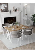 AVVİO Trend Beyaz Teddy Sandalye 80x120 Yemek Masası Mutfak Masası 4 Kişilik Masa Sandalye Takımı thumbnail 2