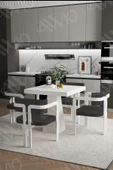 AVVİO DORA Lake Mdf Ayak Tokyo Demonte Sandalye 80x80 Yemek Masası Mutfak Masası 4 Kişilik - 1