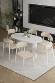 AVVİO PTT Ayak  BEYAZ Polo Metal Sandalye 80X160 Yemek Masası Mutfak Masası Masa Sandalye Takımı thumbnail 1