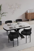AVVİO Pıero Lak Panel 80x130 Açılır Yemek Masası Mutfak Masası 4 Kişilik Masa Sandalye Takımı thumbnail 1