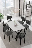 AVVİO VİNA ELMA Sandalye 80x140 Yemek Masası Mutfak Masası 6 Kişilik Masa Sandalye Takım thumbnail 1