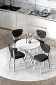 AVVİO Blanca Beyaz Elma Sandalye90X90 Yuvarlak Yemek Masası Mutfak Masası 4 Kişilik Masa Sandalye Takımı thumbnail 2