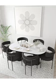 AVVİO Loreto  Teddy Sandalye 80x180 Yemek Masası Mutfak Masası 6 Kişilik Masa Sandalye Takımı thumbnail 2