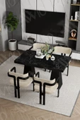 AVVİO Marble Lake Mdf Ayak Tokyo Demonte Sandalye 80x120 Yemek Masası Mutfak Masası 4 Kişilik - 1