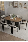 AVVİO Ptt Lake Mdf Ayak 6'lı Tokyo Metal Demonte Sandalye 80x160 Masa Sandalye Takımı thumbnail 1