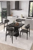 AVVİO Vanessa Siyah Polo Metal Sandalye 90X90 Kare  Yemek Masası Mutfak Masası Masa Sandalye Takımı thumbnail 2