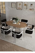 AVVİO ROMEO  Ptt Lake Mdf Ayak 6'lı Tokyo Metal Demonte Sandalye 80x160 Masa Sandalye Takımı - 1