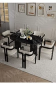 AVVİO Calina Ptt Lake Mdf Ayak 6'lı Tokyo Metal Demonte Sandalye 80x160 Masa Sandalye Takımı - 1